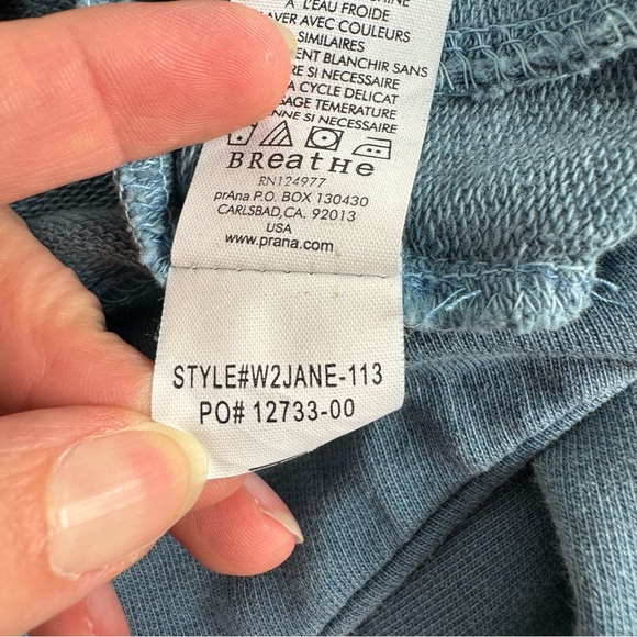 PrAna Blue French Terry Cotton Janell Hooded Jacket Women’s Size Extra Small - Picture 9 of 14